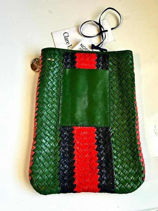 NWT CLARE V. Poche Boho Hand Woven Leather Mini Pouch Bag MSRP $245 - Picture 4 of 11